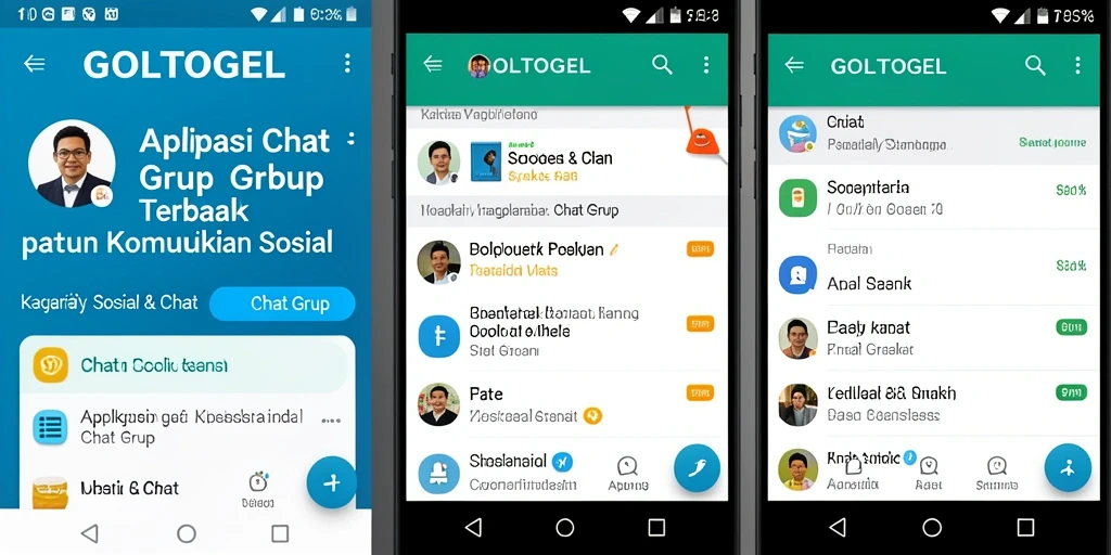Antarmuka GOLTOGEL yang modern dan fungsional untuk Chat Grup.