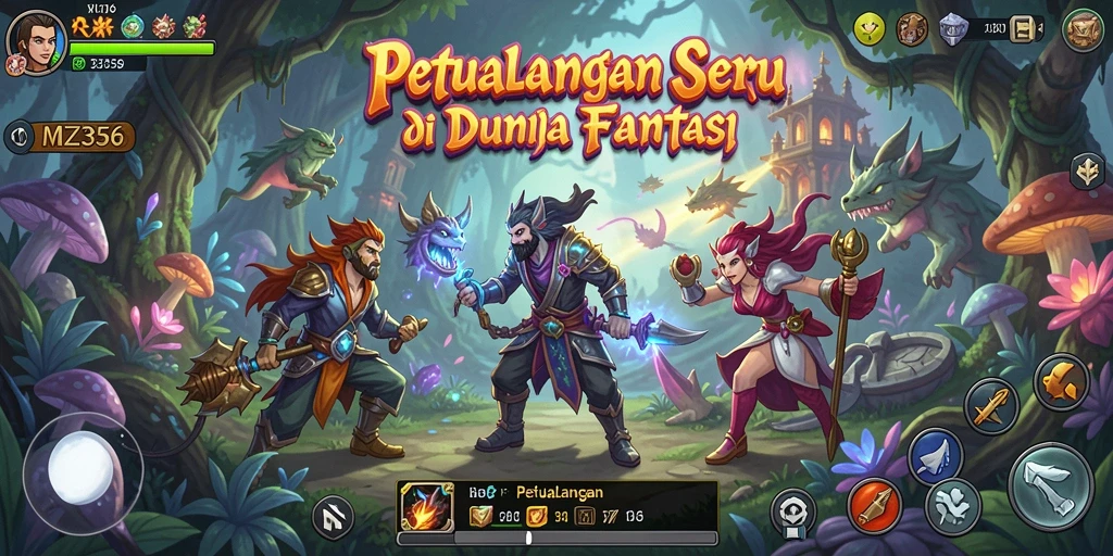 Tampilan antarmuka MZ356 menampilkan dunia petualangan yang fantastis.
