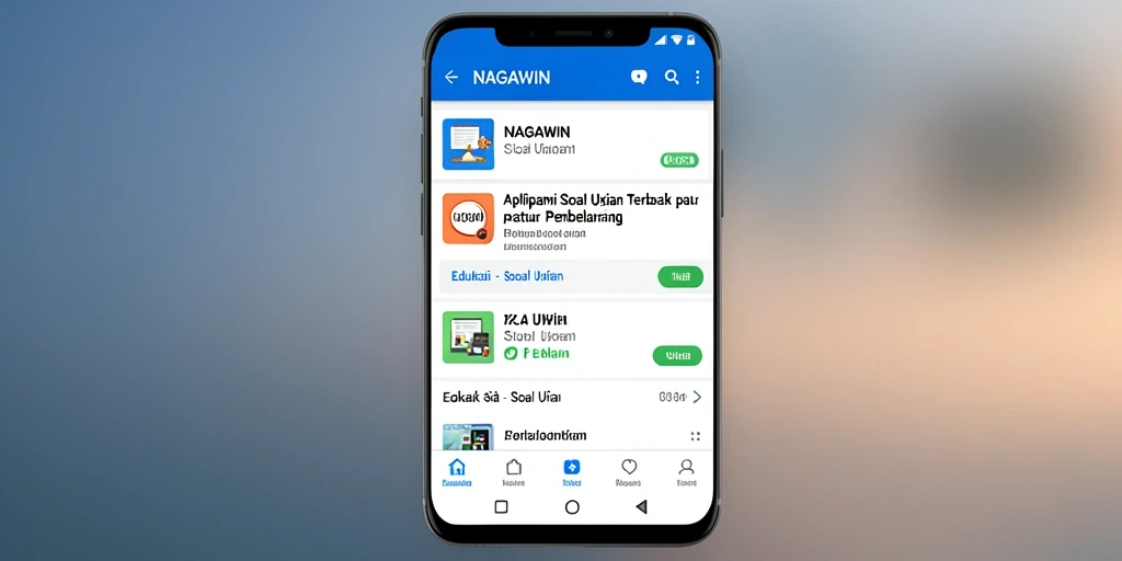 Tampilan antarmuka aplikasi Soal Ujian NAGAWIN yang menarik dan mudah digunakan.