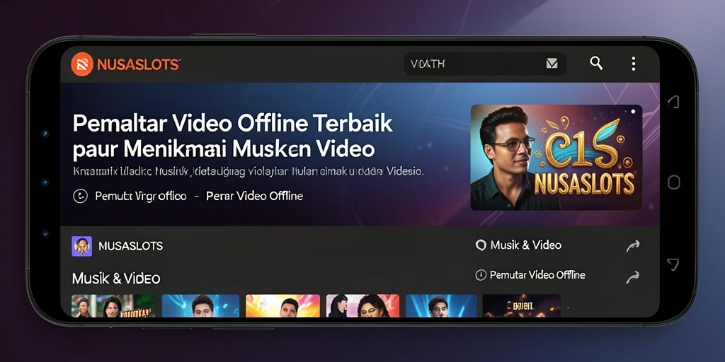 Antarmuka aplikasi NUSASLOTS untuk Pemutar Video Offline yang sederhana dan menarik.