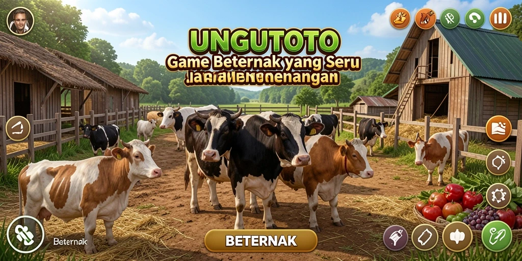 Tampilan antarmuka game Beternak UNGUTOTO yang menarik dan interaktif.